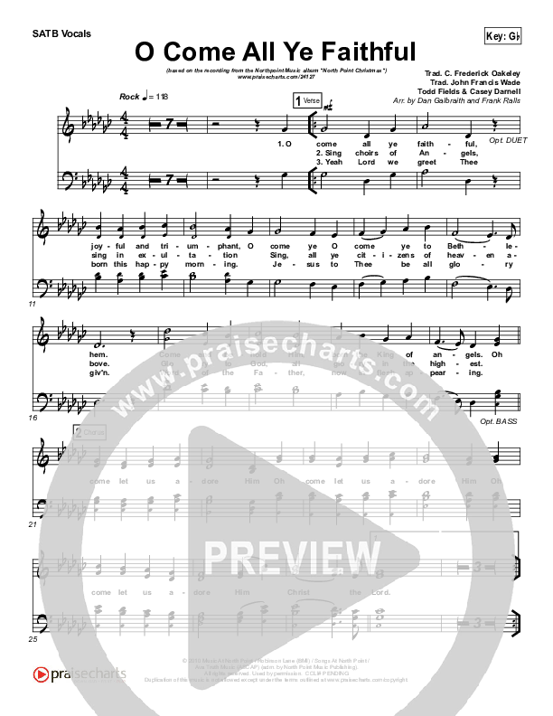 O Come All Ye Faithful Choir Sheet (SATB) (Todd Fields / North Point Worship)