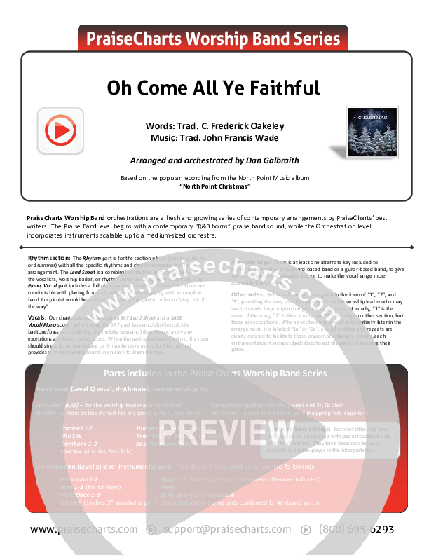 O Come All Ye Faithful Cover Sheet (Todd Fields / North Point Worship)