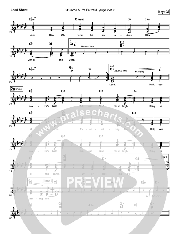 O Come All Ye Faithful Lead Sheet (SAT) (Todd Fields / North Point Worship)