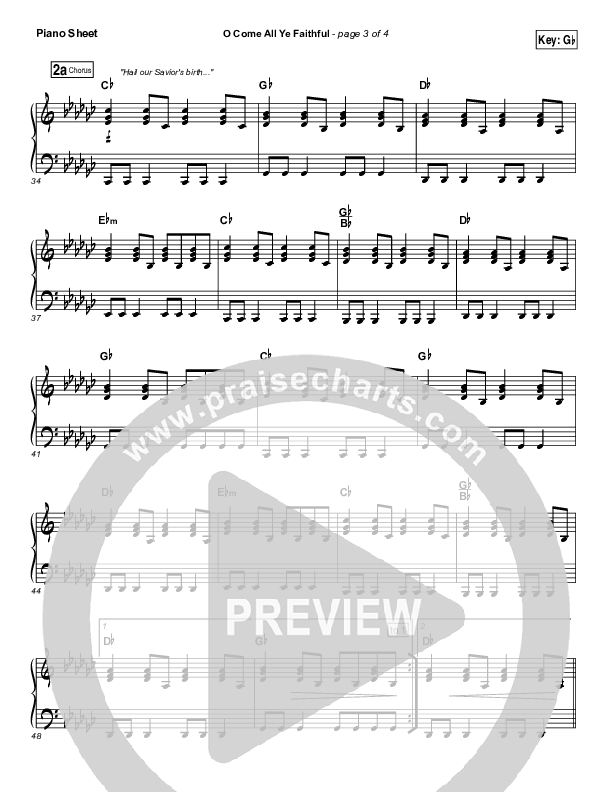 O Come All Ye Faithful Piano Sheet (Todd Fields / North Point Worship)