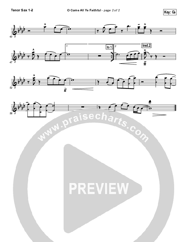 O Come All Ye Faithful Tenor Sax 1/2 (Todd Fields / North Point Worship)