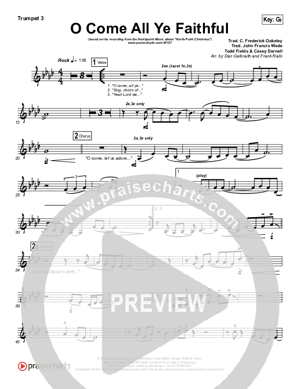 O Come All Ye Faithful Trumpet 3 (Todd Fields / North Point Worship)