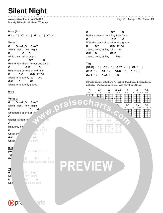 Silent Night Chords & Lyrics (Mandy Miller / North Point Worship)