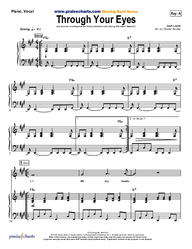 Through Your Eyes Lead & Piano (VCC Live / Relate Church)