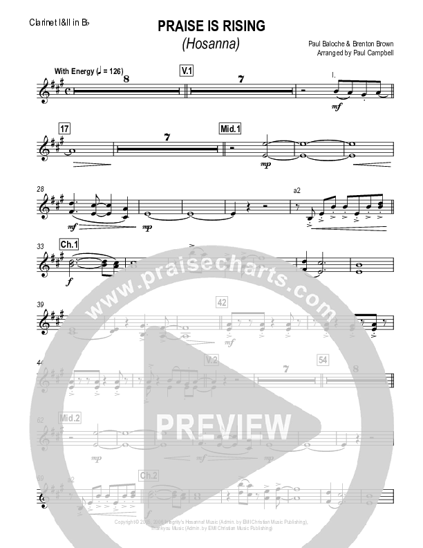 Hosanna (Praise Is Rising) Clarinet 1/2 (Paul Campbell)