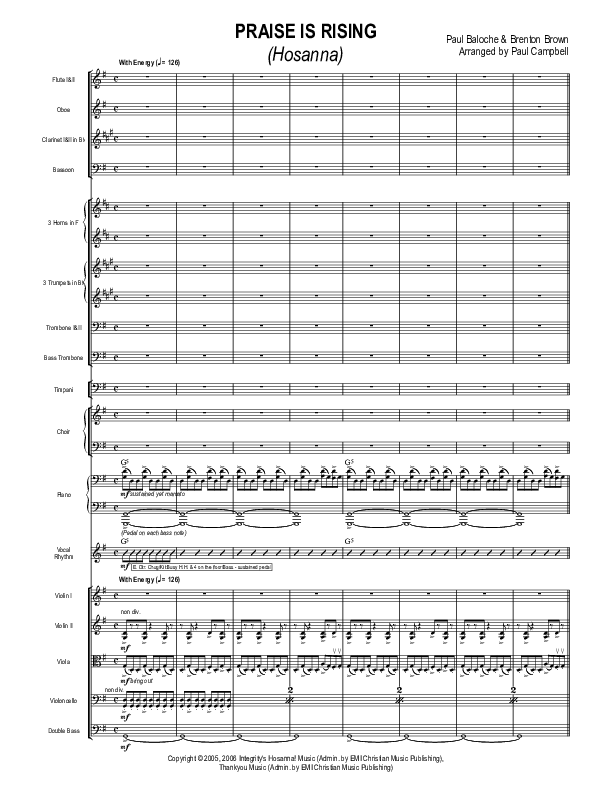 Hosanna (Praise Is Rising) Orchestration (Paul Campbell)