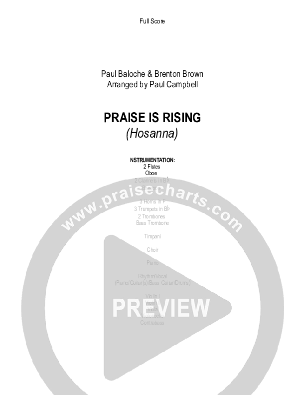 Hosanna (Praise Is Rising) Orchestration (Paul Campbell)