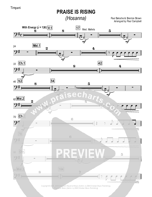 Hosanna (Praise Is Rising) Timpani (Paul Campbell)