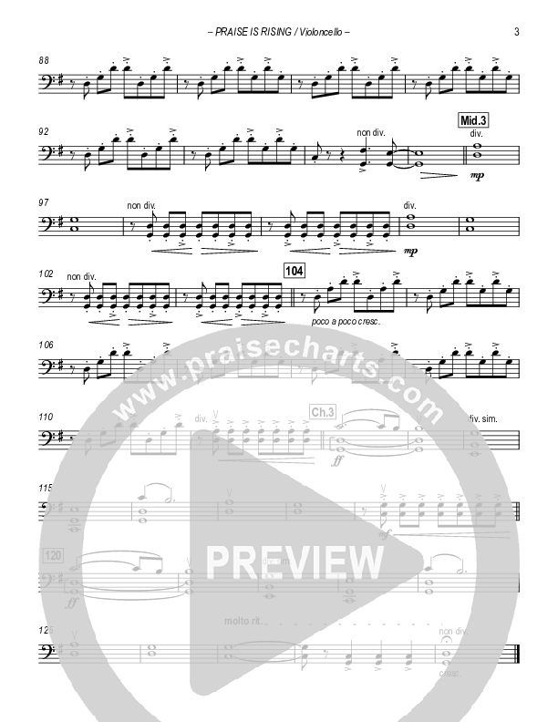 Hosanna (Praise Is Rising) Violincello (Paul Campbell)