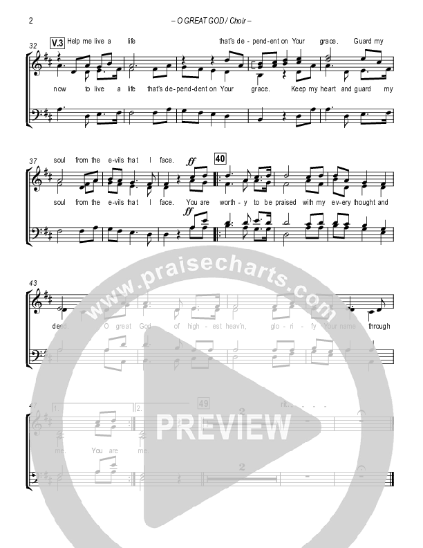 O Great God Choir Sheet (SATB) (Sovereign Grace)