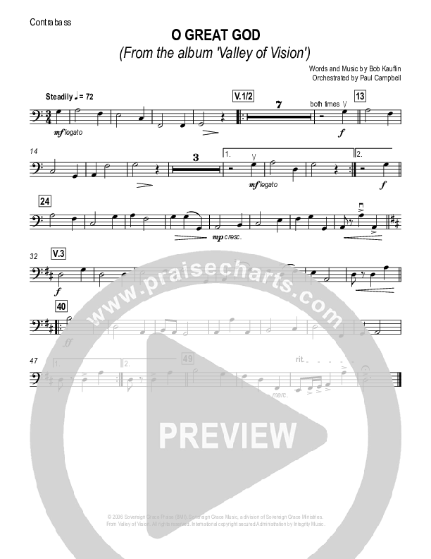 O Great God Contrabass (Sovereign Grace)