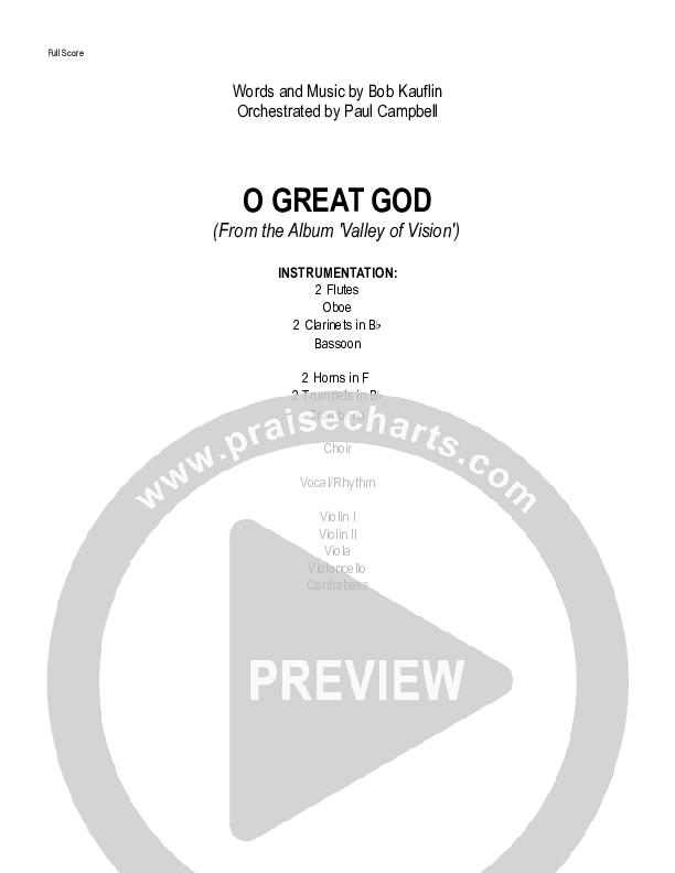 O Great God Cover Sheet (Sovereign Grace)