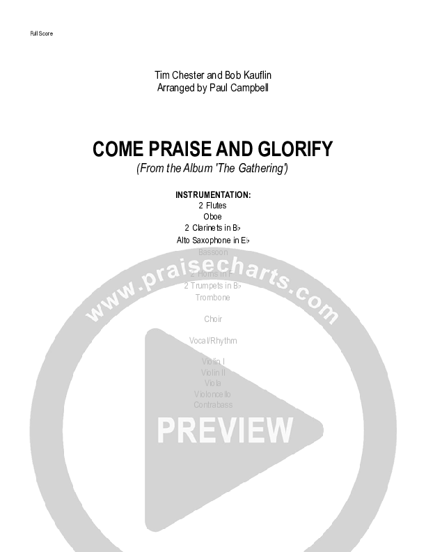 Come Praise And Glorify Orchestration (Sovereign Grace)