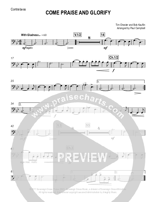 Come Praise And Glorify Contrabass (Sovereign Grace)