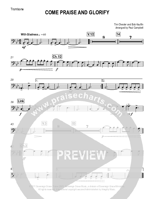 Come Praise And Glorify Trombone (Sovereign Grace)