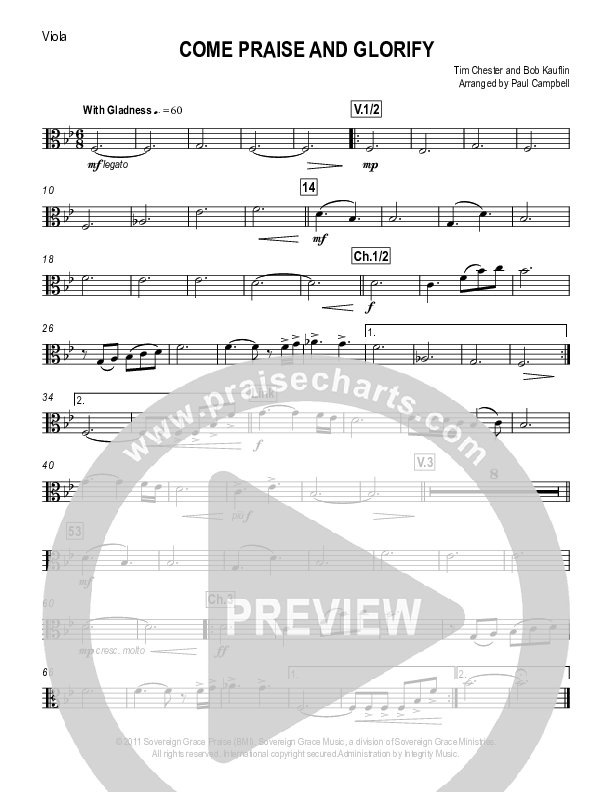 Come Praise And Glorify Viola (Sovereign Grace)