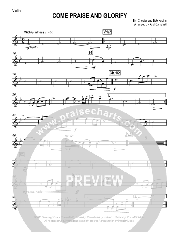 Come Praise And Glorify Violin 1 (Sovereign Grace)