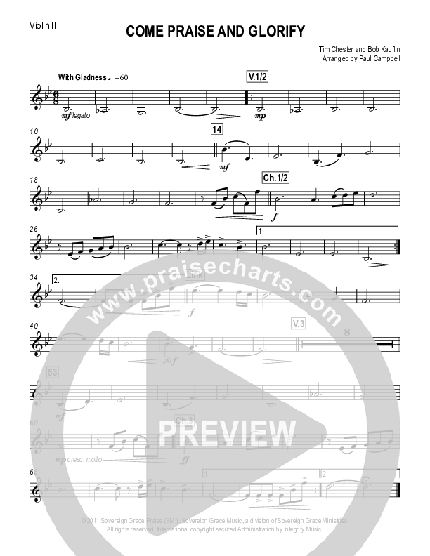 Come Praise And Glorify Violin 2 (Sovereign Grace)