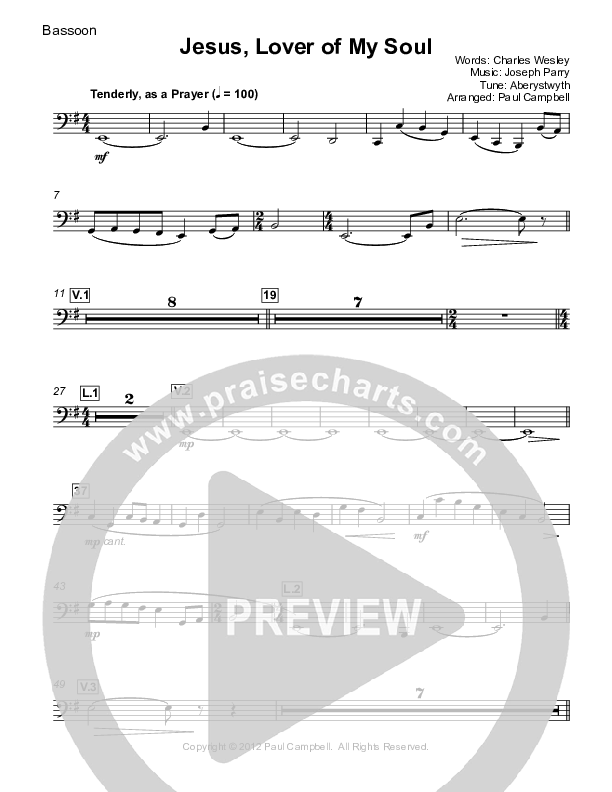 Jesus Lover Of My Soul Bassoon (Paul Campbell)
