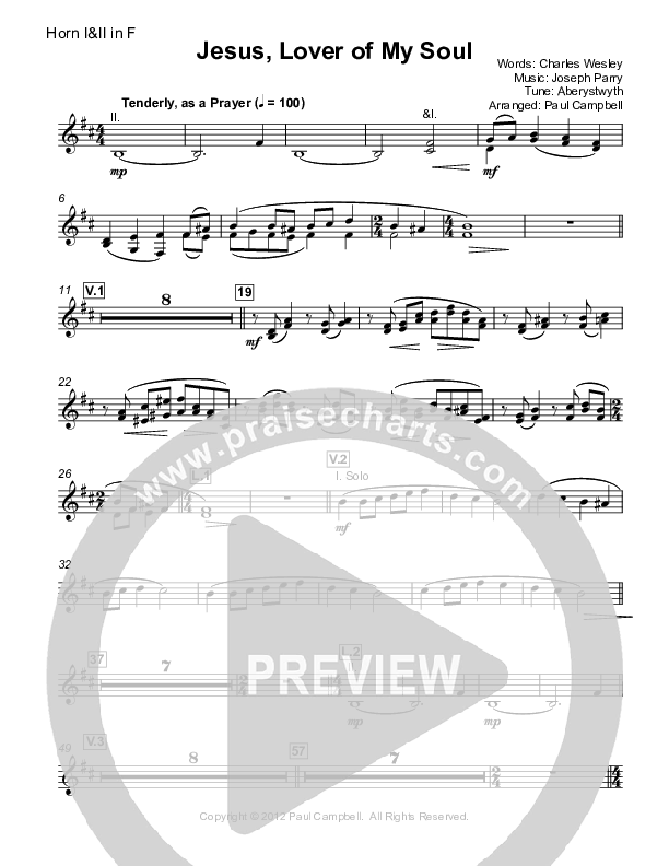 Jesus Lover Of My Soul French Horn 1/2 (Paul Campbell)