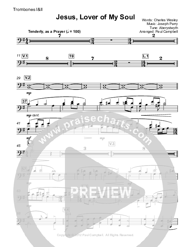 Jesus Lover Of My Soul Trombone 1/2 (Paul Campbell)