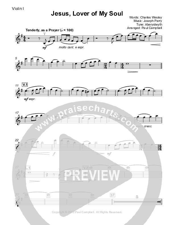Jesus Lover Of My Soul Violin 1 (Paul Campbell)