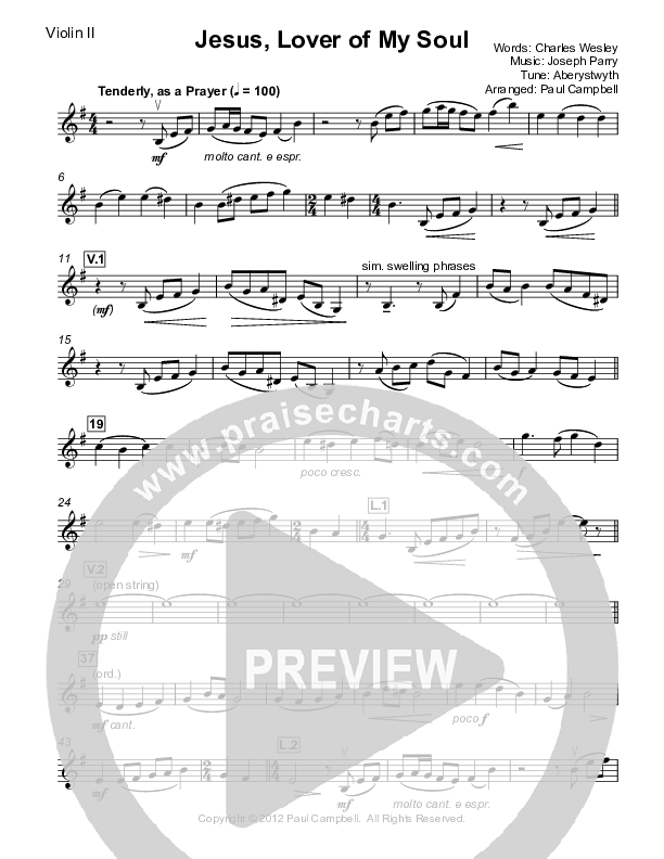 Jesus Lover Of My Soul Violin 2 (Paul Campbell)