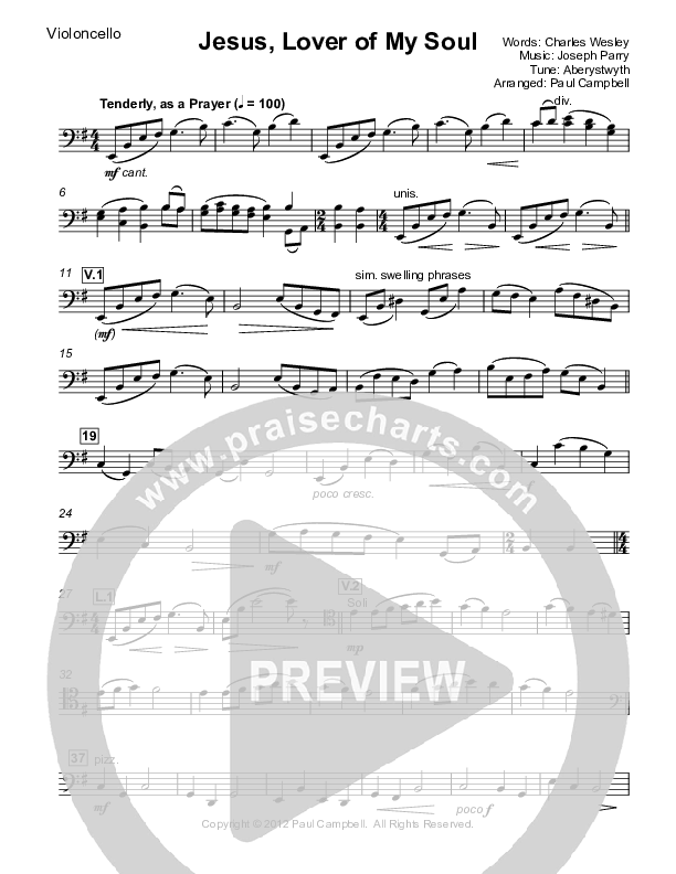 Jesus Lover Of My Soul Violincello (Paul Campbell)