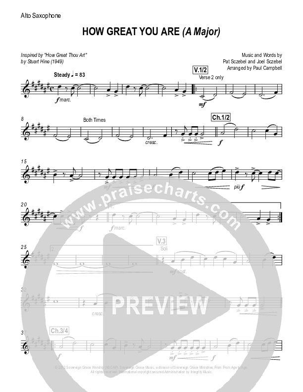 How Great You Are Alto Sax (Sovereign Grace)