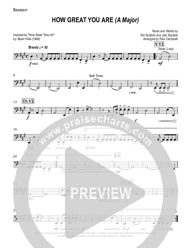 How Great You Are Bassoon (Sovereign Grace)