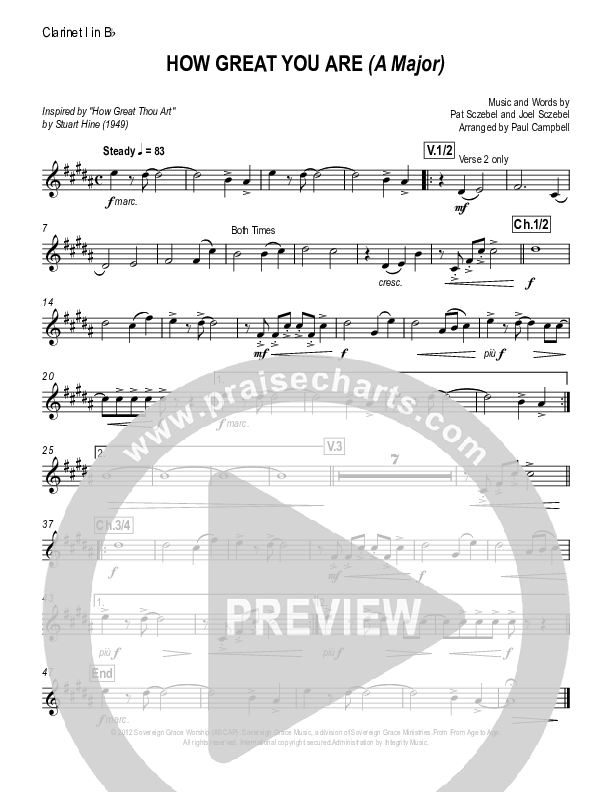 How Great You Are Clarinet 1/2 (Sovereign Grace)