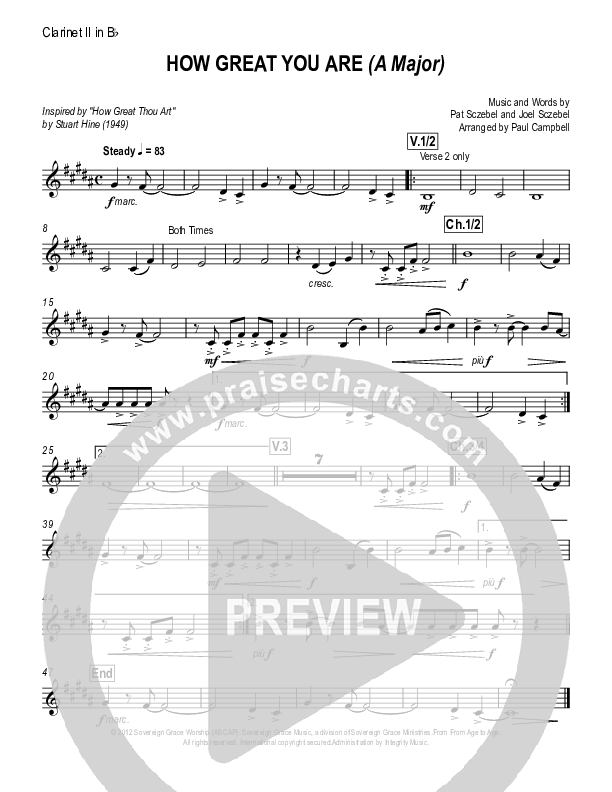 How Great You Are Clarinet 1/2 (Sovereign Grace)
