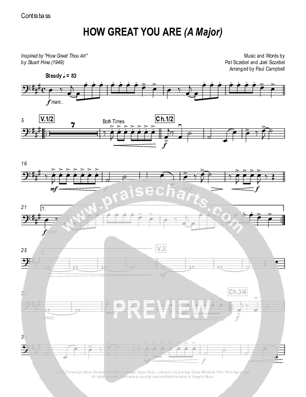 How Great You Are Contrabass (Sovereign Grace)