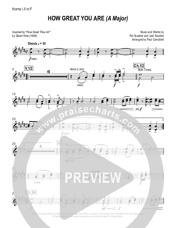 How Great You Are French Horn 1/2 (Sovereign Grace)