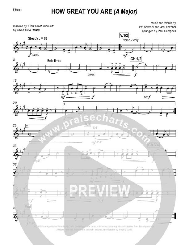 How Great You Are Oboe (Sovereign Grace)