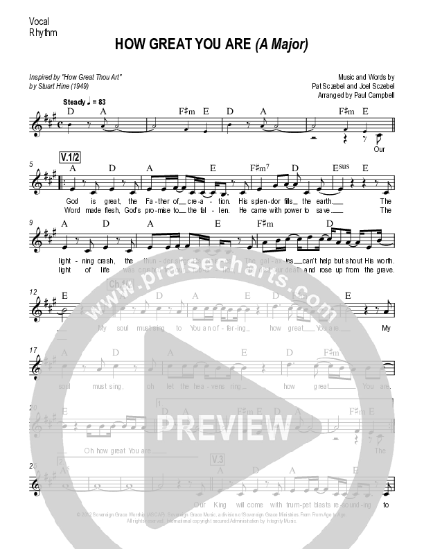 How Great You Are Rhythm/Vocal (Sovereign Grace)