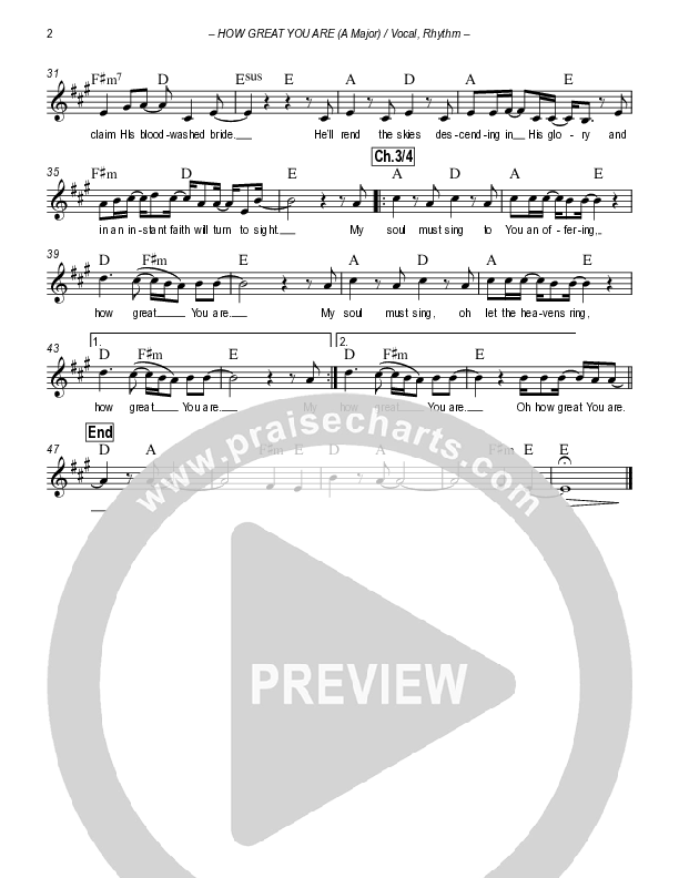 How Great You Are Rhythm/Vocal (Sovereign Grace)