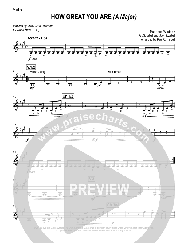 How Great You Are Violin 2 (Sovereign Grace)