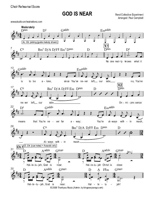 God Is Near Choir Sheet (SATB) (Rend Collective)