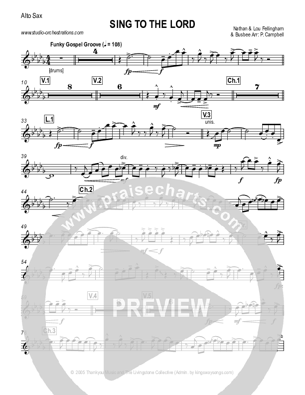 Sing To The Lord Alto Sax (Lou Fellingham)