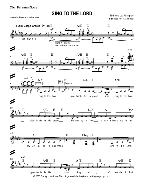 Sing To The Lord Choir Score (Lou Fellingham)
