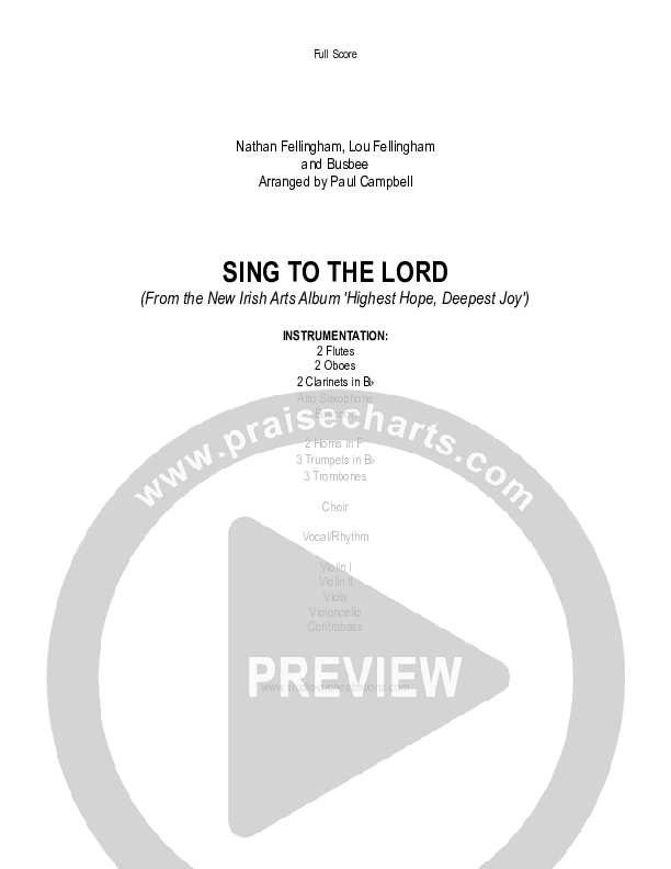 Sing To The Lord Cover Sheet (Lou Fellingham)