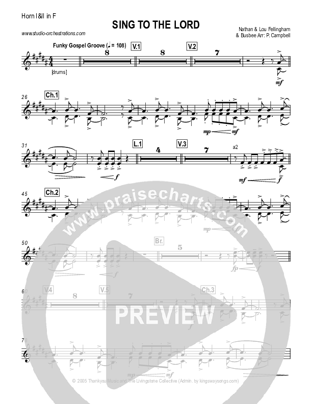 Sing To The Lord French Horn 1/2 (Lou Fellingham)