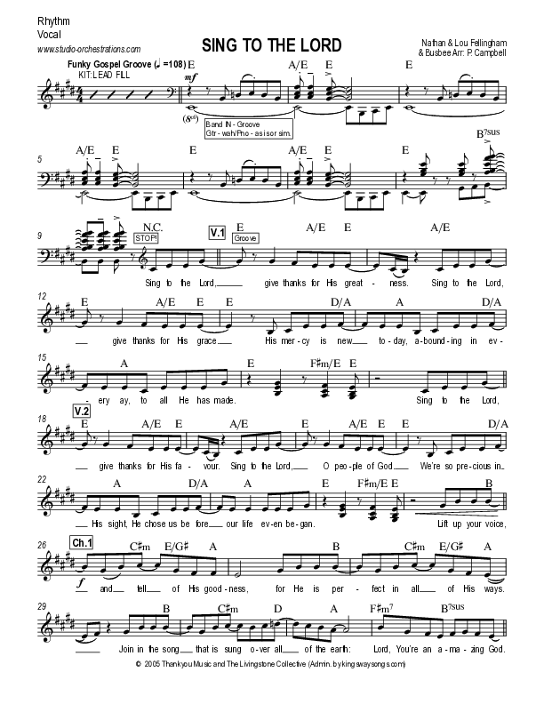 Sing To The Lord Rhythm/Vocal (Lou Fellingham)