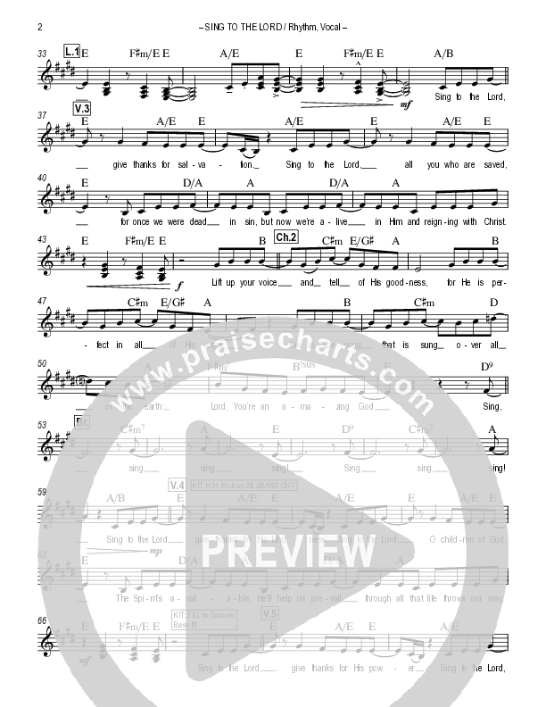 Sing To The Lord Rhythm/Vocal (Lou Fellingham)