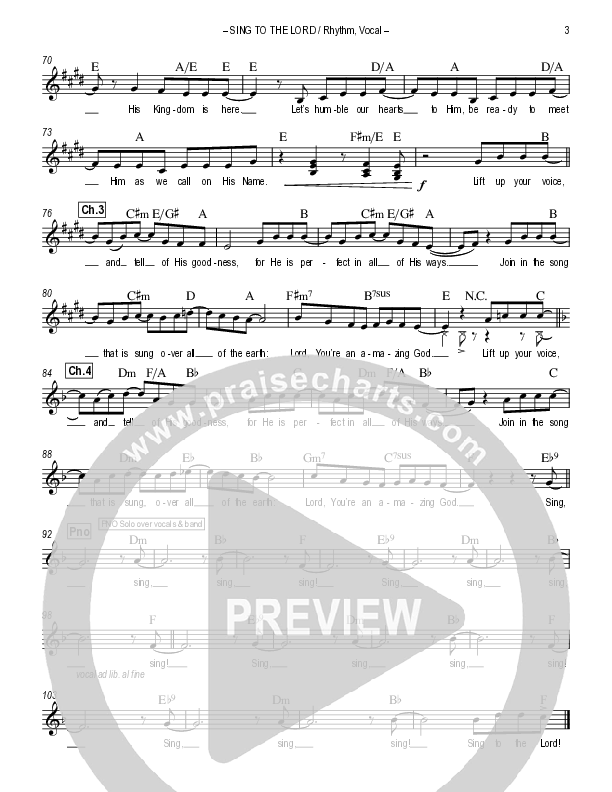 Sing To The Lord Rhythm/Vocal (Lou Fellingham)