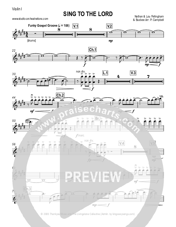 Sing To The Lord Violin 1 (Lou Fellingham)