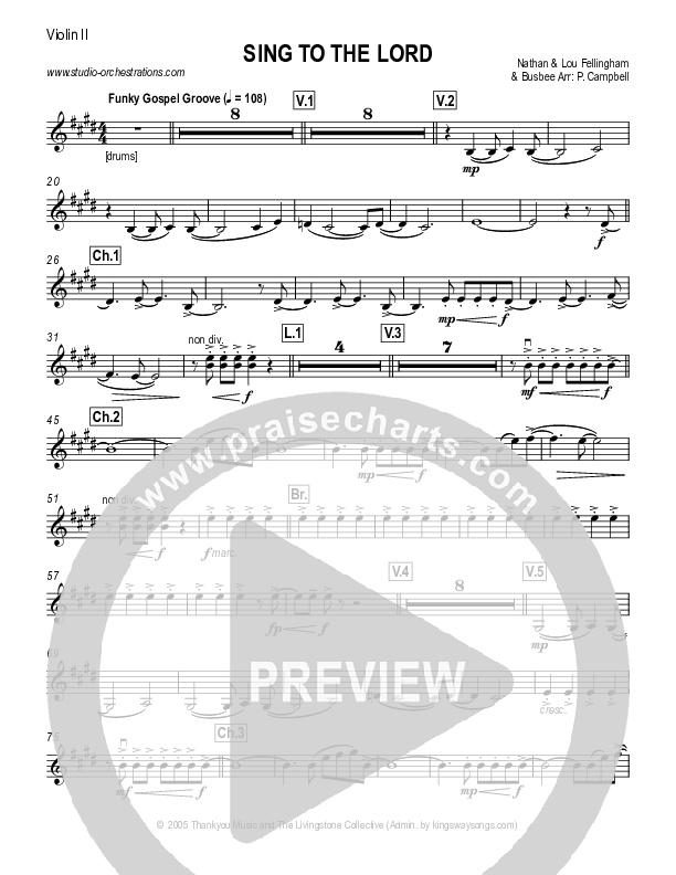 Sing To The Lord Violin 2 (Lou Fellingham)