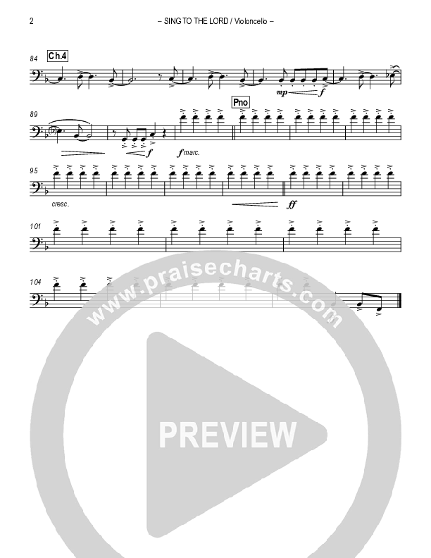 Sing To The Lord Violincello (Lou Fellingham)