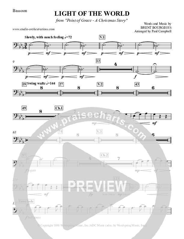 Light Of The World Bassoon (Point Of Grace)